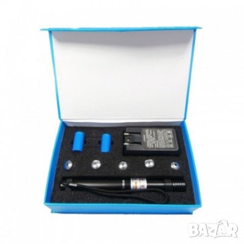 Мощен син лазер с акумулаторни батерии и 5 приставки, снимка 2 - Друга електроника - 40375717