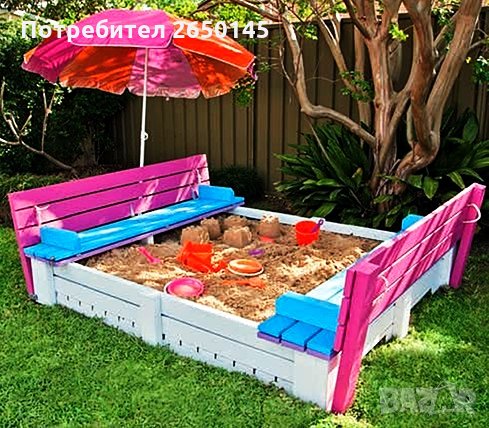 Детски пясъчник с пейки и капак, снимка 8 - Градински мебели, декорация  - 28644185