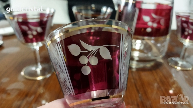 Стари стъклени чаши с кана , снимка 2 - Антикварни и старинни предмети - 52941359