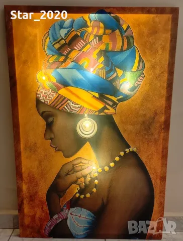 Светеща картина с LED осветление - жената 04, снимка 2 - Картини - 48730314