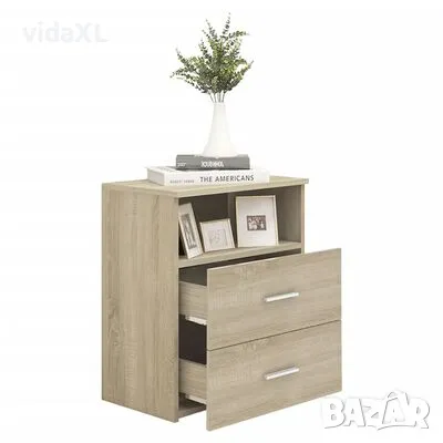 vidaXL Нощни шкафчета, 2 бр, дъб сонома, 50x32x60 см（SKU:803279）, снимка 4 - Шкафове - 48822476