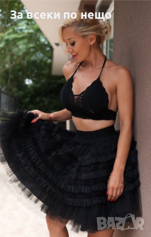 Черна Ефектна Кукленска Пола Код S367