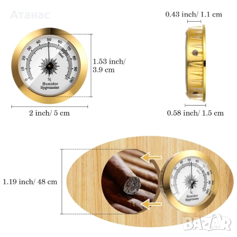 Механичен влагомер за пури 50mm - Класически дизайн с висока точност, снимка 4 - Други - 53427326