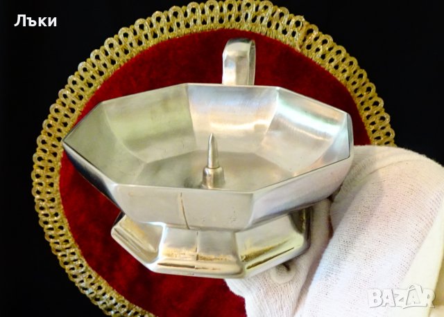 Осемстенен свещник от калай. , снимка 2 - Антикварни и старинни предмети - 36772759