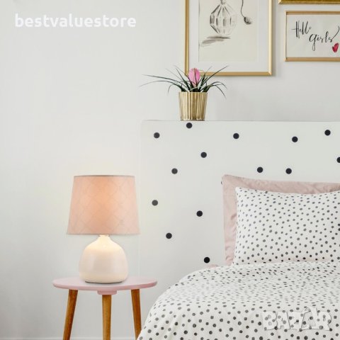 Лампа Настолна Бежова Керамична