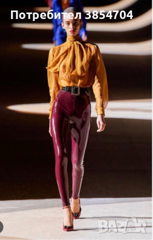 Кожен лачен панталон YSL*S/Yves Saint Laurent, снимка 3 - Панталони - 43785038