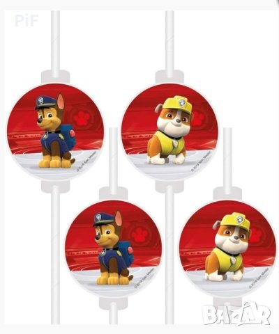 Парти сламки Paw Patrol

Брой в пакет – 4 бр сламки, снимка 1 - Други - 43645478