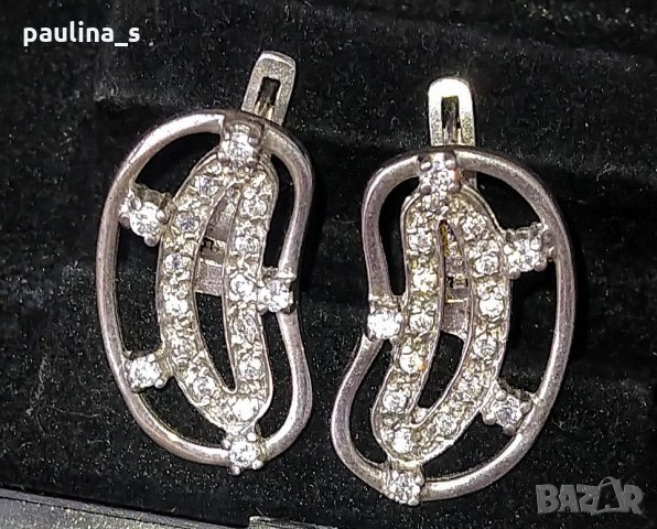 Два чифта / Масивни сребърни обеци с камъни, закопчаване английски клипс / проба 925 , снимка 8 - Обеци - 26738889