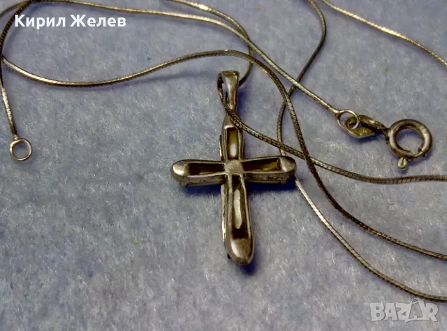 КРАСИВО СЕДЕФЕНО СРЕБЪРНО КРЪСТЧЕ с НЕЖНА СРЕБЪРНА ВЕРИЖКА СРЕБРО 925 ФИНА РЪЧНА РАБОТА 26898, снимка 10 - Колиета, медальони, синджири - 50337503