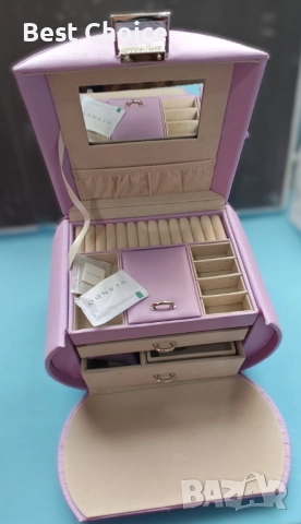 Vlando 3-етажна Кутия за Бижута с Огледало – Виолетова, снимка 4 - Бижутерийни комплекти - 52731863