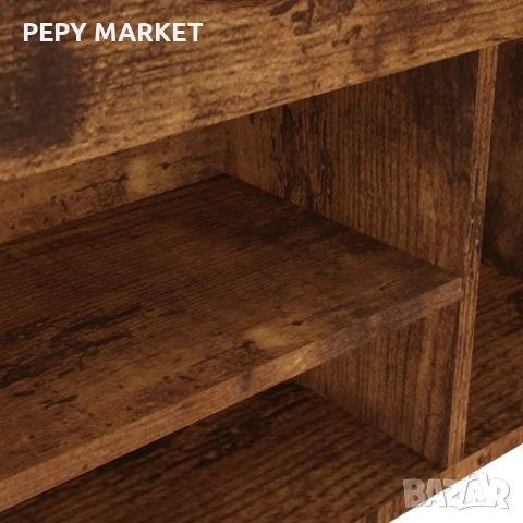 Пейка за обувки с възглавница, опушен дъб, 80x30x47 см, ПДЧ Цвят: Опушен дъб Материал: ПДЧ, МДФ, тек, снимка 7 - Шкафове - 51472233