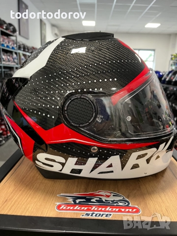 Мото каска SHARK SPARTAN CARBON RAVE ,вградени очила,S 55-56см, снимка 2 - Аксесоари и консумативи - 51464366