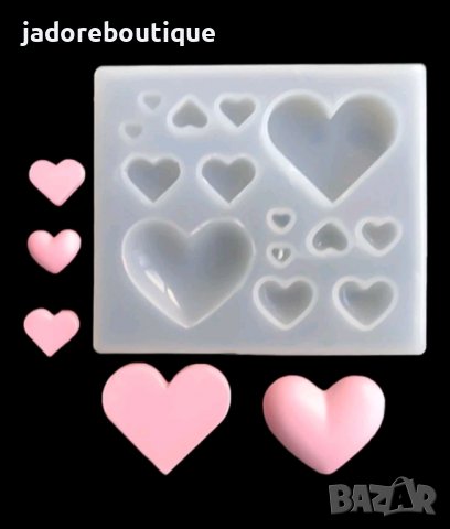 Силиконов молд сърца различни размери 