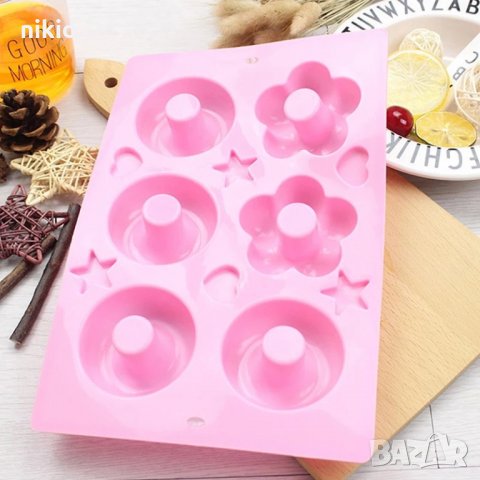 Поничка Понички геврек и цвете донът донъти кексчета силиконов молд форма фондан шоколад и др, снимка 4 - Форми - 32237695