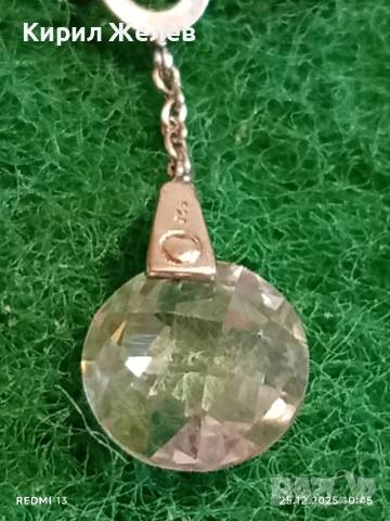 Сребърно колие с висулка кристал фешън АРТ БИЖУ майсторска изработка 30810, снимка 2 - Колиета, медальони, синджири - 52895980