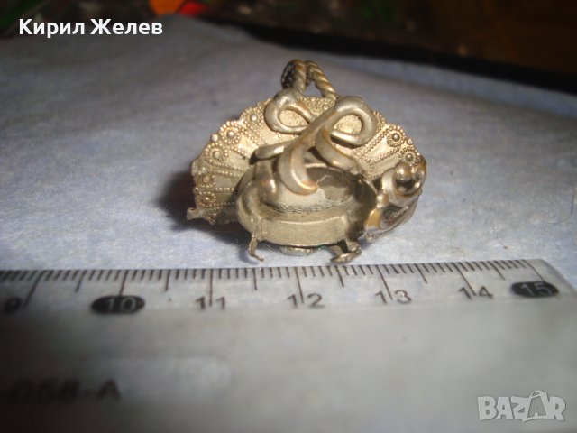 СТАР РЕТРО АРТ ДЕКО ПОСРЕБРЕН ПРЪСТЕН РЪЧНА МАЙСТОРКА ИЗРАБОТКА с ГНЕЗДО за ВГРАЖДАНЕ на КАМЪК 14938, снимка 4 - Антикварни и старинни предмети - 37513129