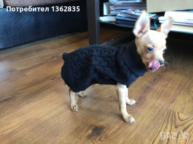НОВ топъл черен зимен луксозен пуловер за куче от Италия S и M размер, снимка 2 - За кучета - 51972355