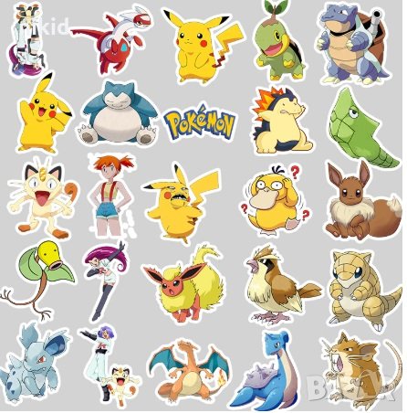 50 бр Покемон Pikachu Pokemon Пикачу самозалепващи лепенки стикери за украса декор картонена торта , снимка 3 - Други - 28652672