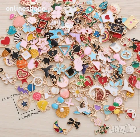 30 броя Смесени висулки за гривни / колиета , бижута, снимка 4 - Други - 49233936