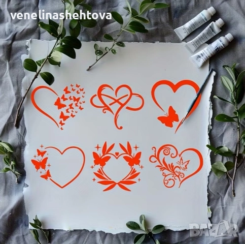 Сърца шаблон стенсил за декорация на торта скрапбукинг текстил дърво , снимка 5 - Други - 52770097