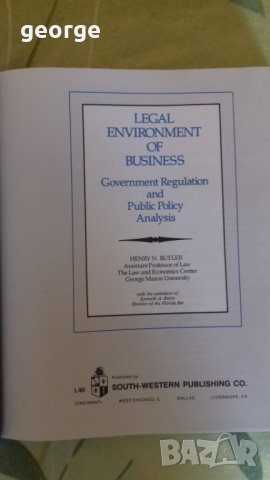 Legal Environment of Business - Henry N. Butler Цена : 20лв., снимка 2 - Специализирана литература - 32985881