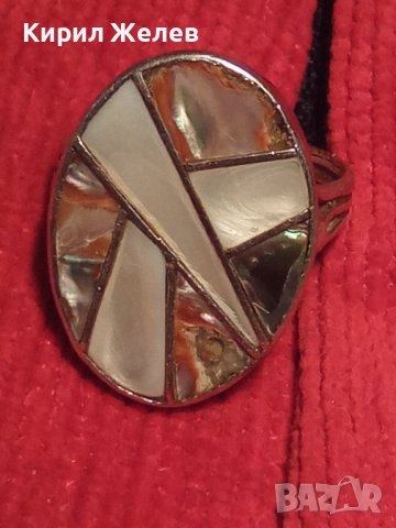 СЕДЕФЕН с ЕМАЙЛ СРЕБЪРЕН АВТОРСКИ ПРЪСТЕН РЪЧНА ИЗРАБОТКА 17252, снимка 13 - Пръстени - 31557179