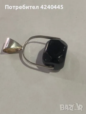 Сребърна висулка с оникс, снимка 2 - Колиета, медальони, синджири - 50312547