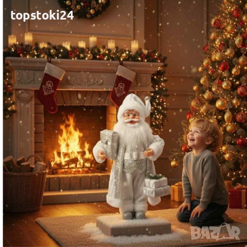 Дядо Коледа в сребристо – празнична фигура, която носи магия и уют у дома (50 / 70 / 90 см), снимка 4 - Други стоки за дома - 52366874