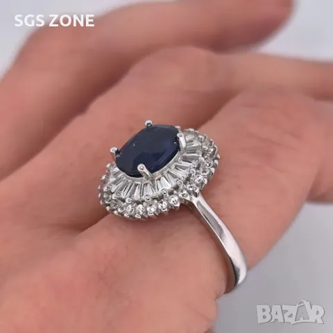 Сребърна Висулка със Сапфир, снимка 7 - Колиета, медальони, синджири - 49738745