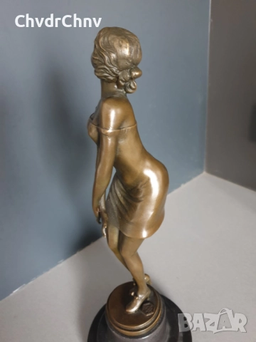 37см-4кг Collinet статуетка/еротика/френска бронзова скулптура/фигура на жена-танцьорка/zz, снимка 4 - Статуетки - 52906084