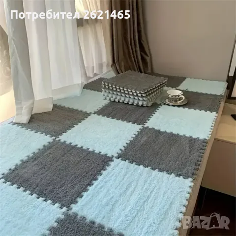 Велурен мек килим - пъзел , комплект от 12 части, за под на детска стая, 30х30 см, снимка 7 - Други - 49169946