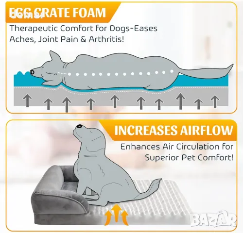 paradise pets легло за кучета, миещо се и супер меко с неплъзгащо се дъно, 97cmx71cmx16 cm, сиво, снимка 3 - За кучета - 49709461