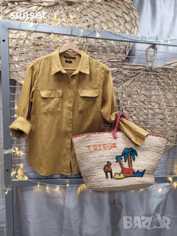 ЛЕНЕНА жълта дамска риза-> М/ L, снимка 1