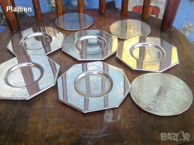 Лот от неръждаеми чинийки поставки, снимка 1