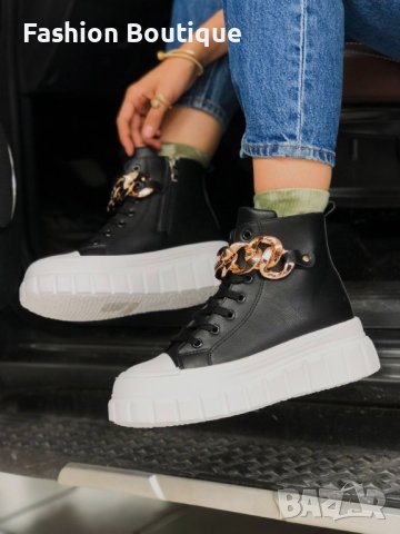 Дамски, кожени кецове -боти , снимка 3 - Кецове - 44035992