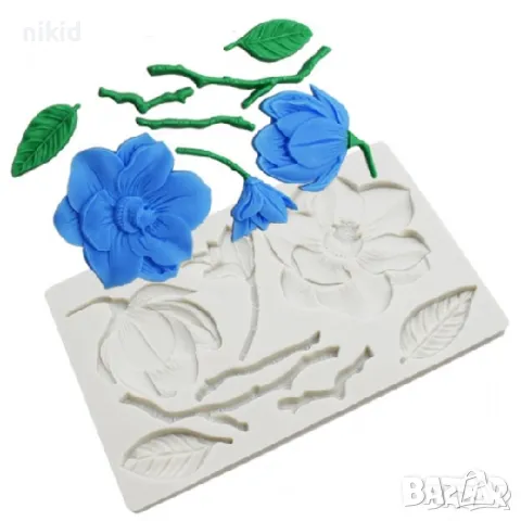 Магнолия Цветя пано голям силиконов молд форма фондан шоколад гипс декор торта украса, снимка 4 - Форми - 49070130