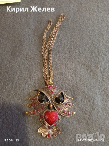 Колие с висулка БУХАЛ с ювелирно инкрустирани кристали и камъни 41567