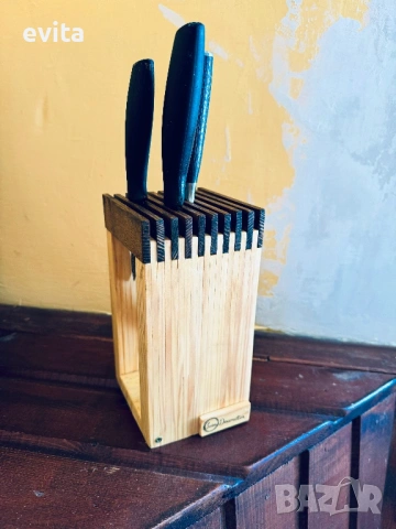 🌿 Уникални дървени стойки за ножове – ръчна изработка с характер, снимка 6 - Аксесоари за кухня - 38571562