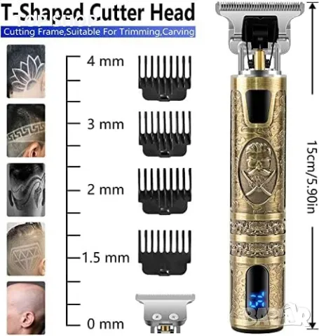 Нов Професионален тример Електрическа самобръсначка машинка за подстригване на коса Мъже Подарък, снимка 4 - Тримери - 49638622