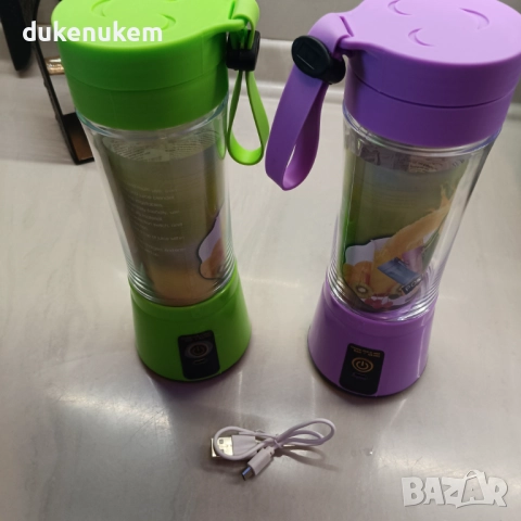 Преносим блендер за плодове и зеленчуци с вградена батерия, USB, снимка 5 - Миксери - 51962566