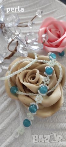 Ръчно изработена тройна гривна "Блясък в тъмнината", снимка 4 - Гривни - 44035794