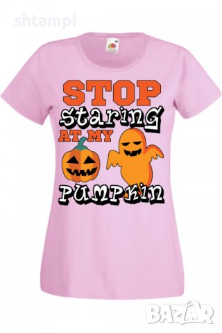 Дамска тениска Stop Staring At My Pumpkin 2,Halloween,Хелоуин,Празник,Забавление,Изненада,Обичаи,, снимка 10 - Тениски - 38138377
