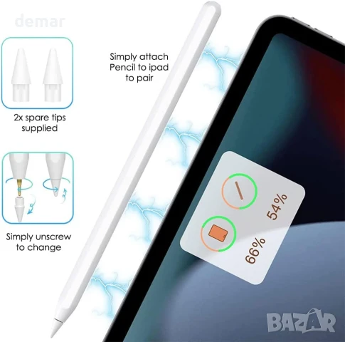 TECHGEAR Pencil 2-ро поколение, магнитен стилус с безжично зареждане, снимка 7 - Друга електроника - 50686833