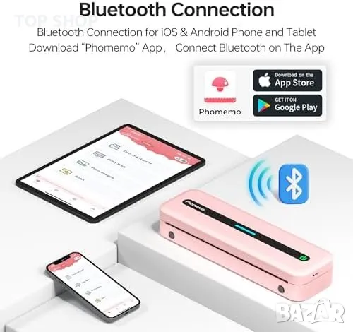 Нов Phomemo M832 Термопринтер A4 - Портативен, Многофункционален, Безжичен, снимка 5 - Друга електроника - 49217048