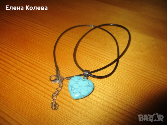 Синьо колие със сърце, снимка 1 - Колиета, медальони, синджири - 35087182