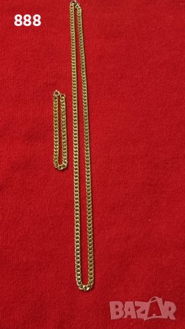 Златен комплекс синджир и гривна от медицинска стомана , снимка 4 - Бижутерийни комплекти - 43274876