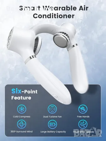 Вентилатор за врат 3 скорости, снимка 5 - Вентилатори - 49629871