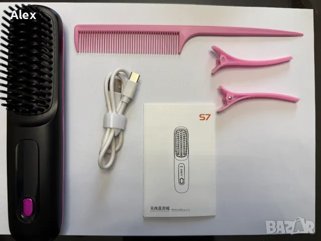 Гребен за изправяне на коса, брада, LCD дисплей, USB зареждане, снимка 5 - Преси за коса - 49567763