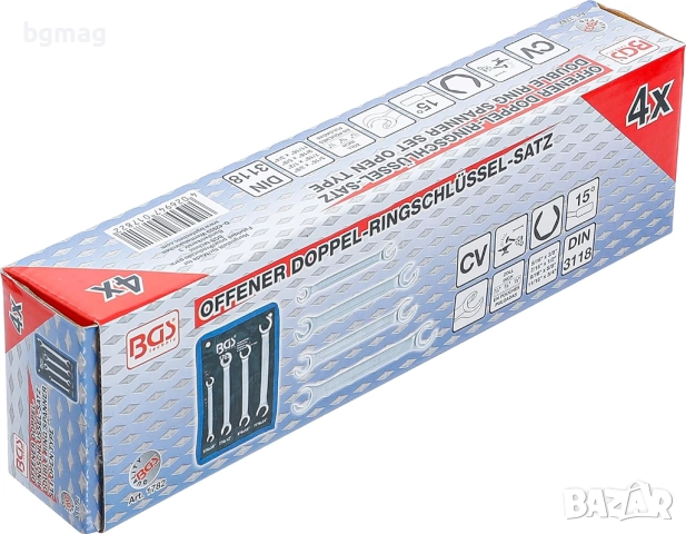 BGS 1782 комплект тръбни ключове, с 15° профил,инчови размери,5 , снимка 5 - Гедорета - 51897612