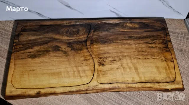 Ръчно изработена дъска-поднос за мезе от орех с две отделения, снимка 9 - Аксесоари за кухня - 49304277